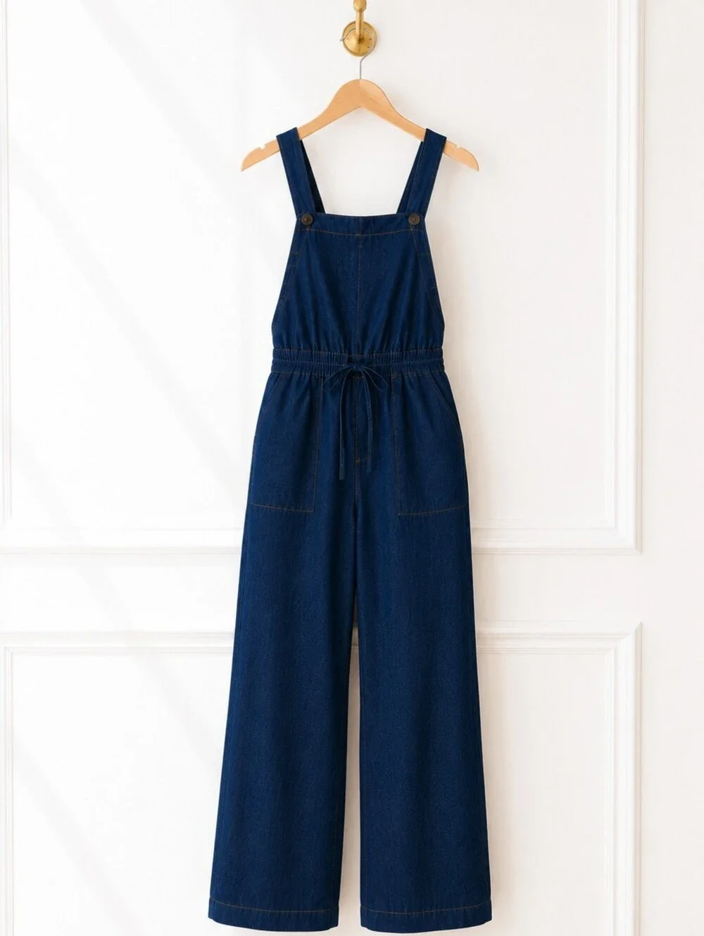 Lulus | 100% Cotton Denim Overalls | Wide Leg | Drawstring Waist | Size: Medium - Picture 4 of 6